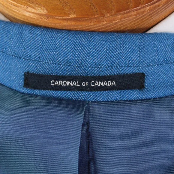Cardinal of Canada NWT Wool / Silk Sport Coat Size 40S US In Blue Herringbone